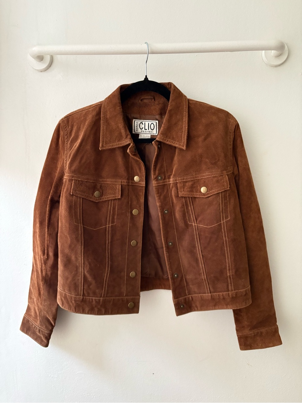 Vintage Clio Petites Brown Suede Leather Jacket